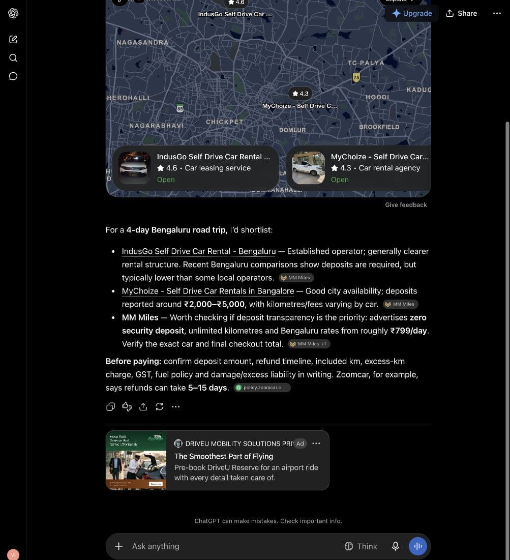 DRIVEU MOBILITY SOLUTIONS PRIVATE LIMITED ad: The Smoothest Part of Flying