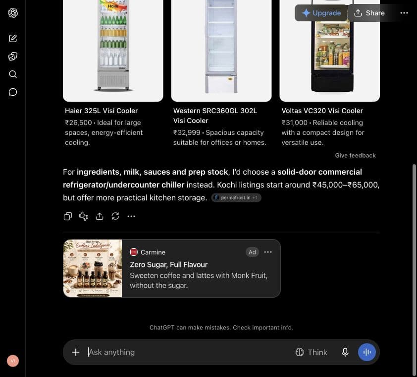 Carmine ad: Zero Sugar, Full Flavour