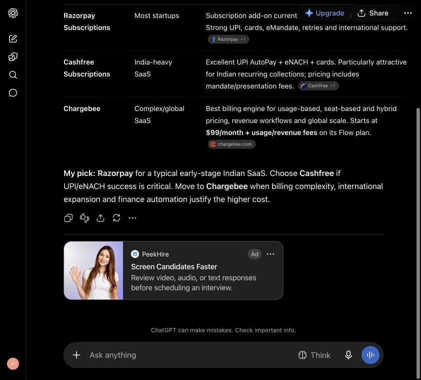 PeekHire ad: Screen Candidates Faster