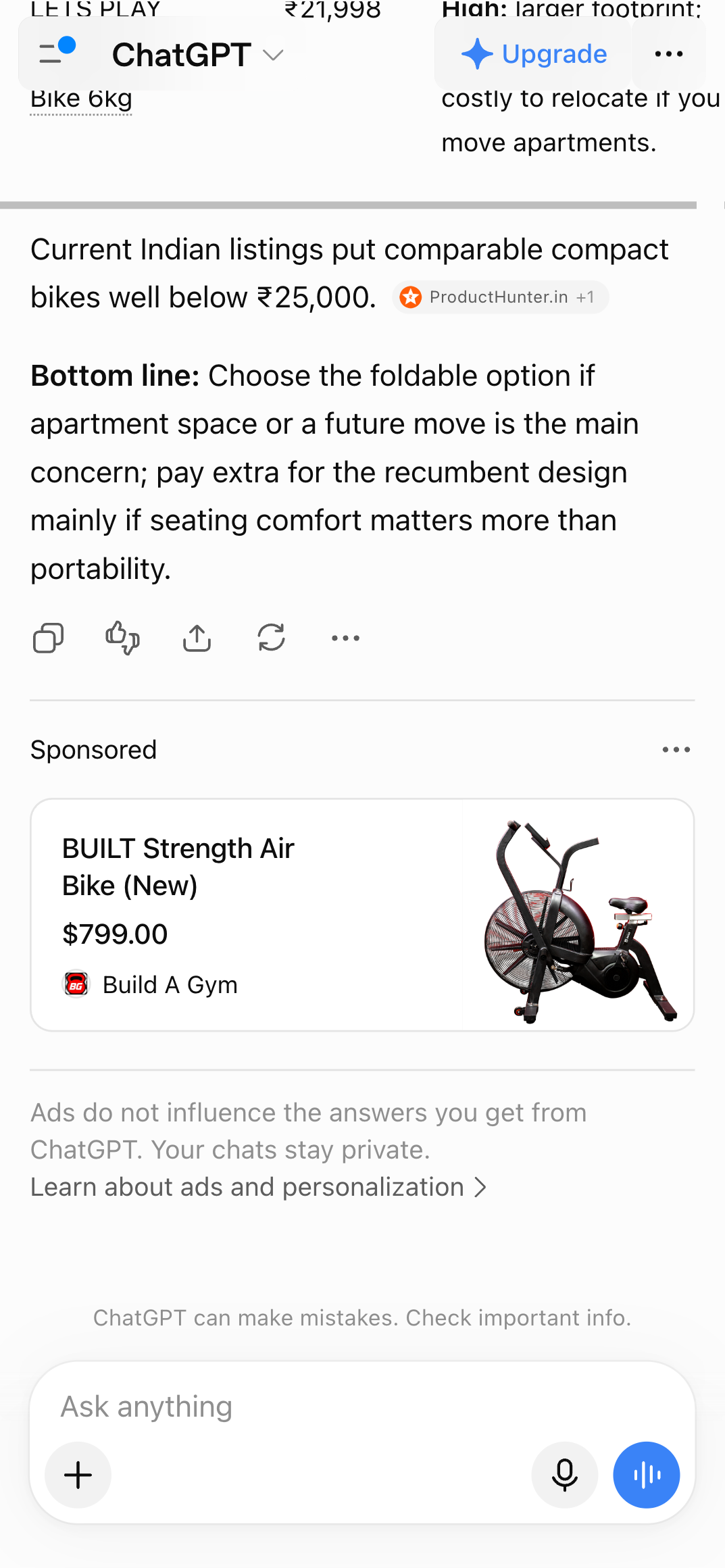 Build A Gym ad: BUILT Strength Air Bike (New)